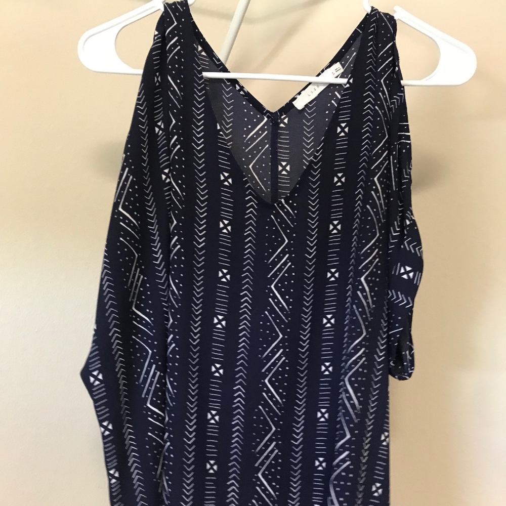 Navy and White Cold Shoulder Blouse NEW!